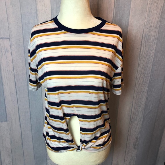 GARAGE Women Juniors Striped Blouse Shirt Size XS - Picture 1 of 5